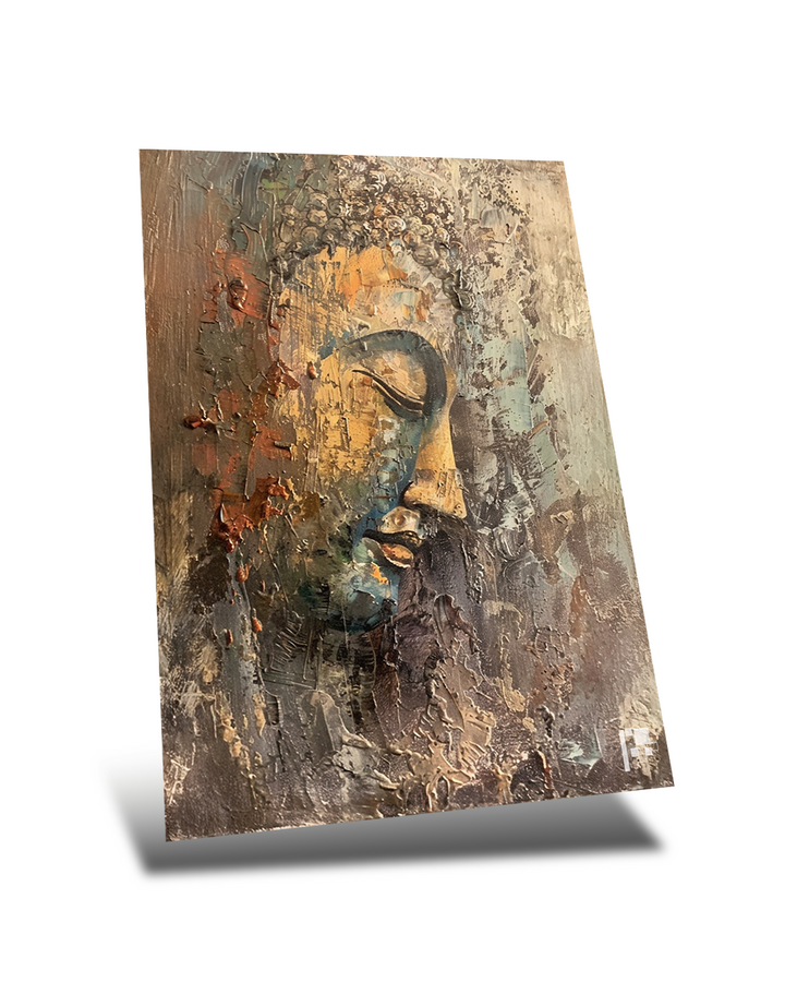 Buddha Metal Poster | Textured |  Rustic Abstract Spiritual Wall Decor