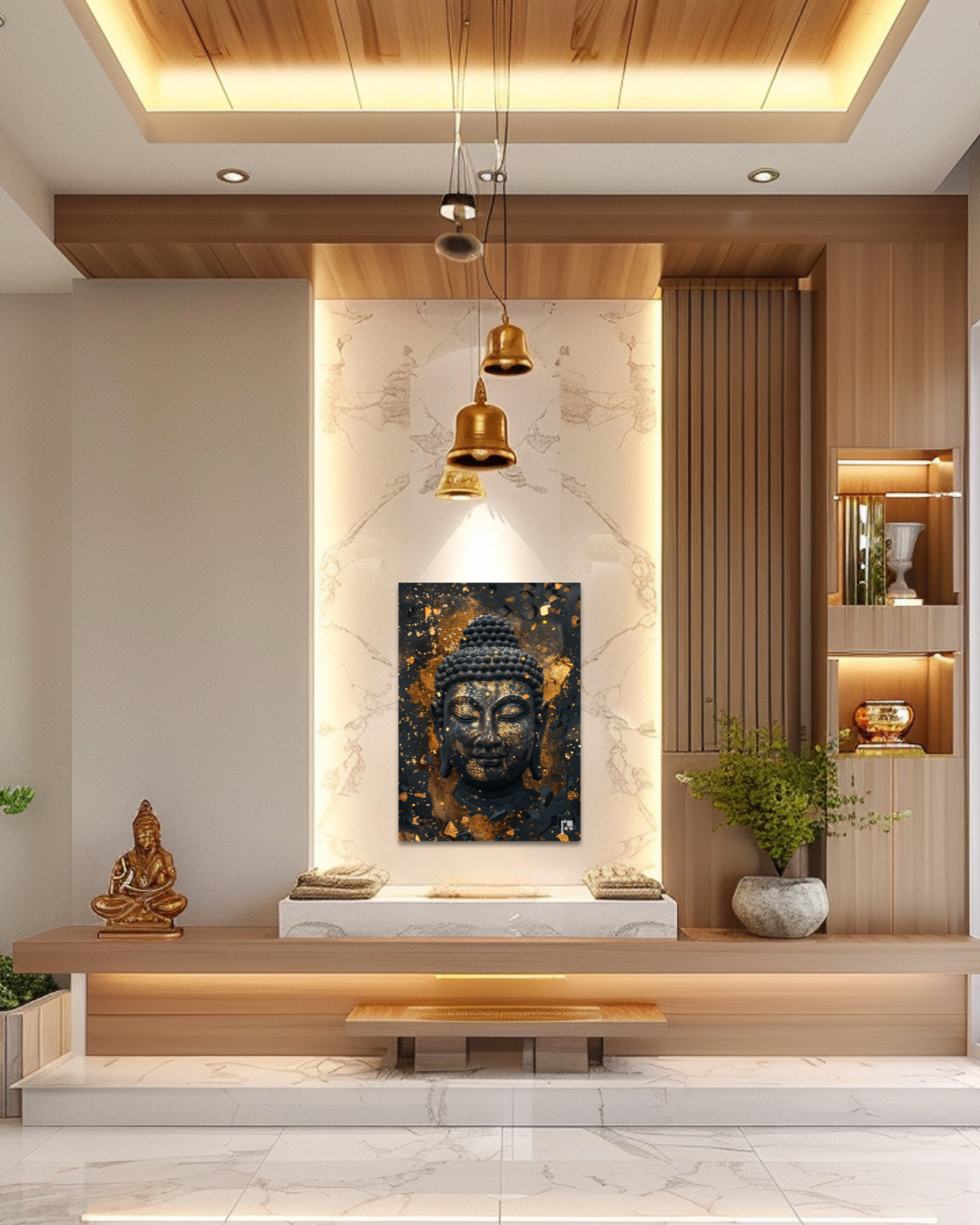 Buddha | Golden Serenity | Art Metal Poster