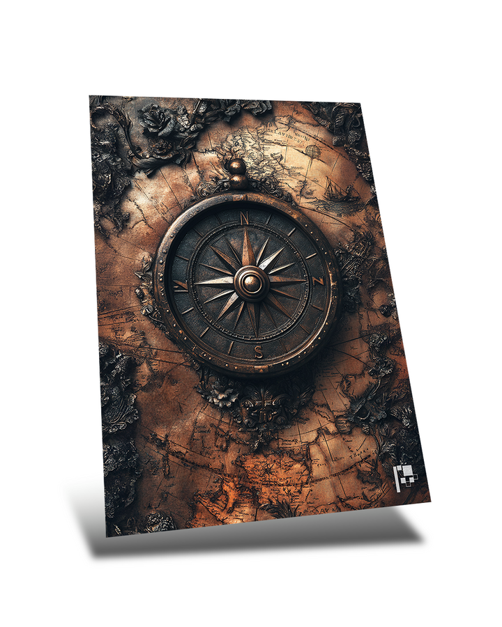 Timeless Navigator - Compass Metal Poster