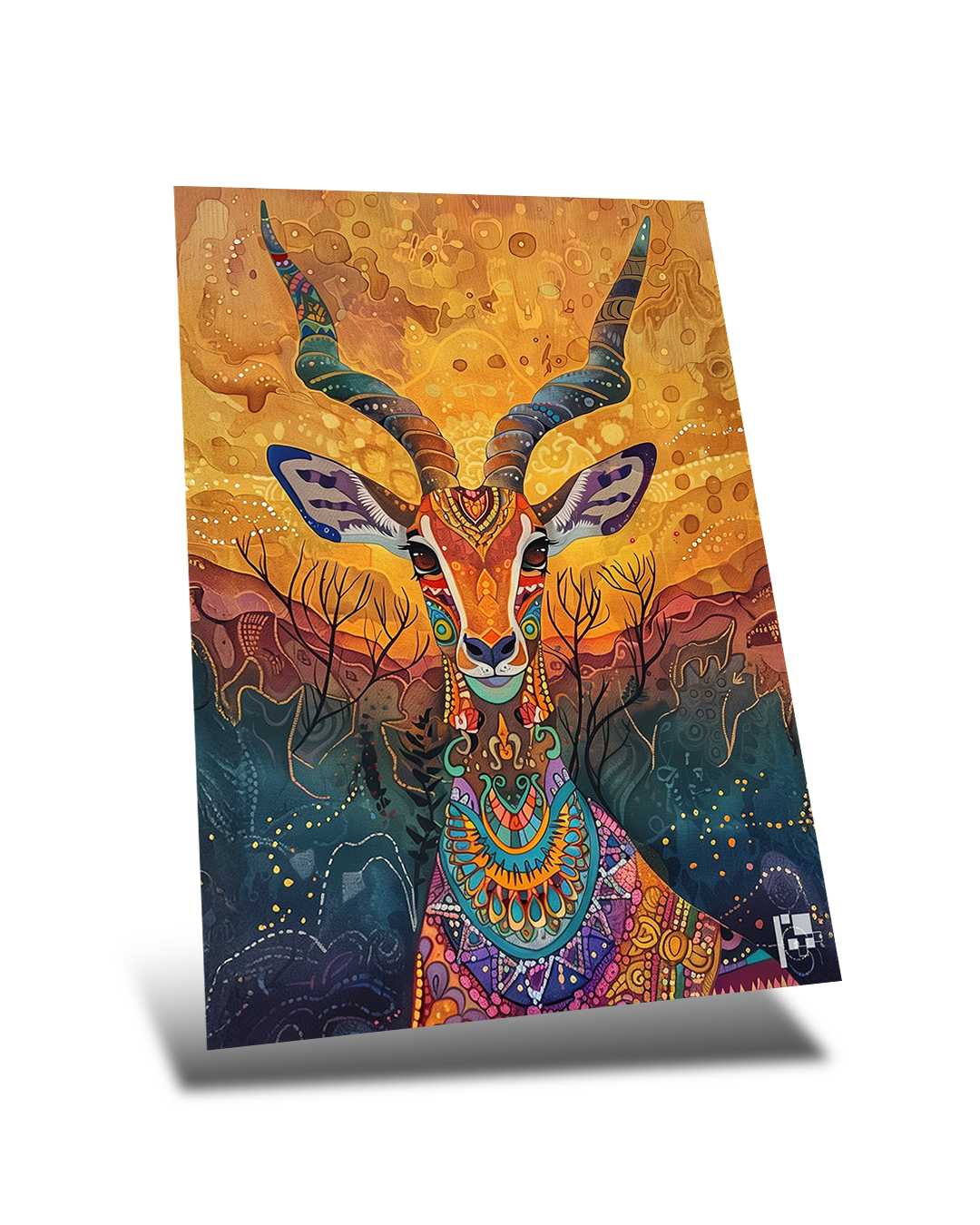 Vibrant Wildlife Elegance | Antelope | Metal Poster