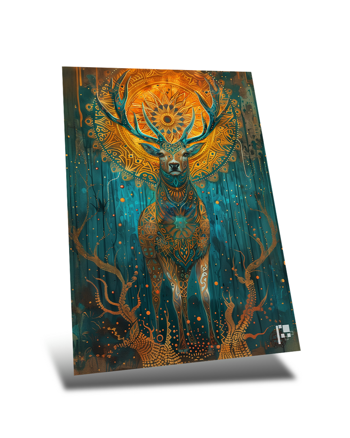 Enchanted Royal Stag | Bohemian Art | Metal Poster