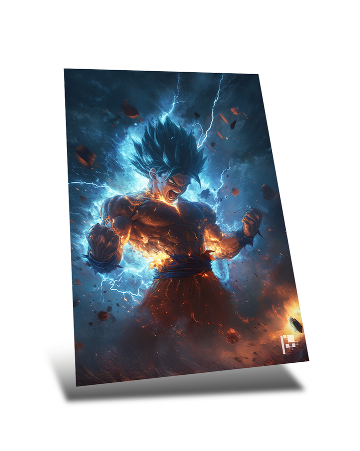 Goku | Electrifying Super Saiyan Blue | Anime Art | Metal Poster