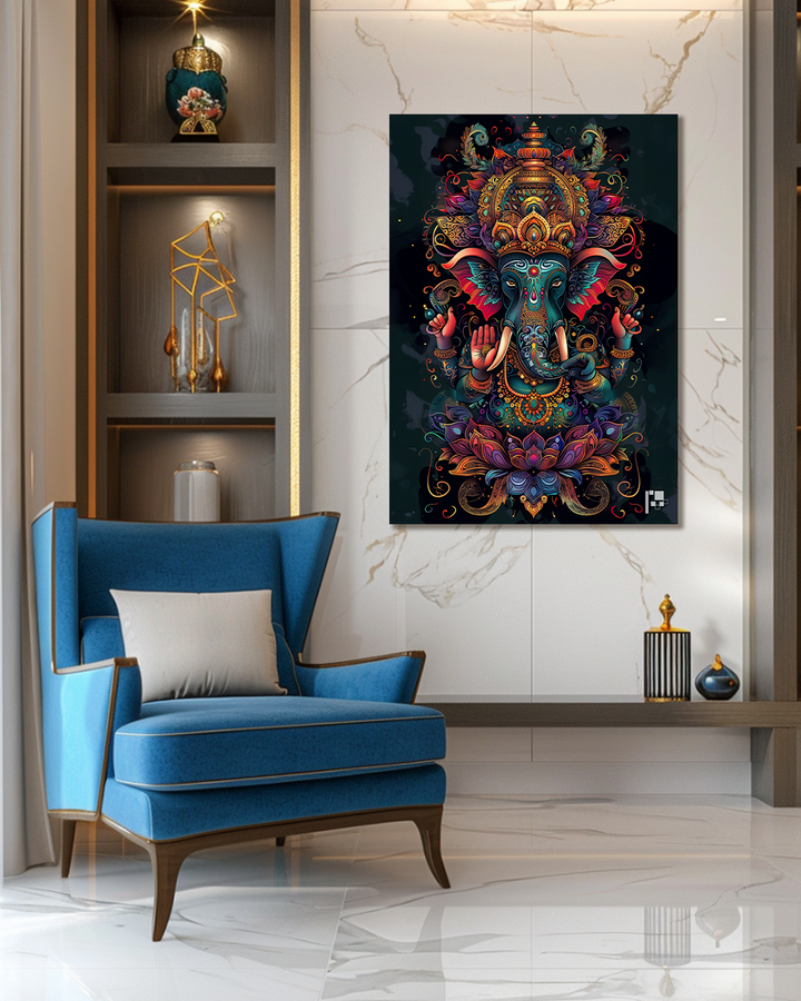 Ganesha Artistic Poster | Hindu God | Sanatan Dharma | Metal Poster