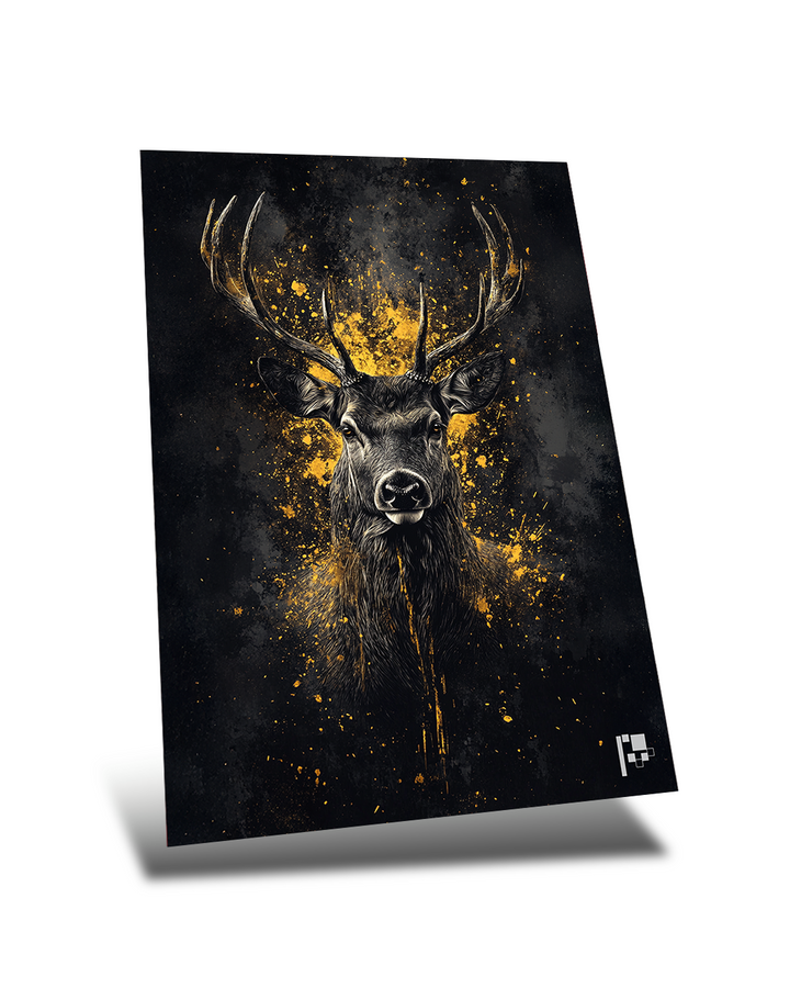 Golden Stag Majesty - Metal Poster