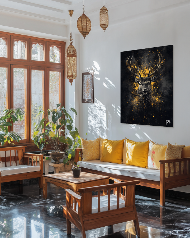 Golden Stag Majesty - Metal Poster