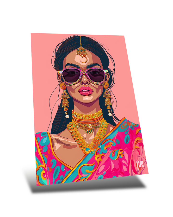 Desi Modern Nari | Indian Fusion Artwork | Premium Metal Poster