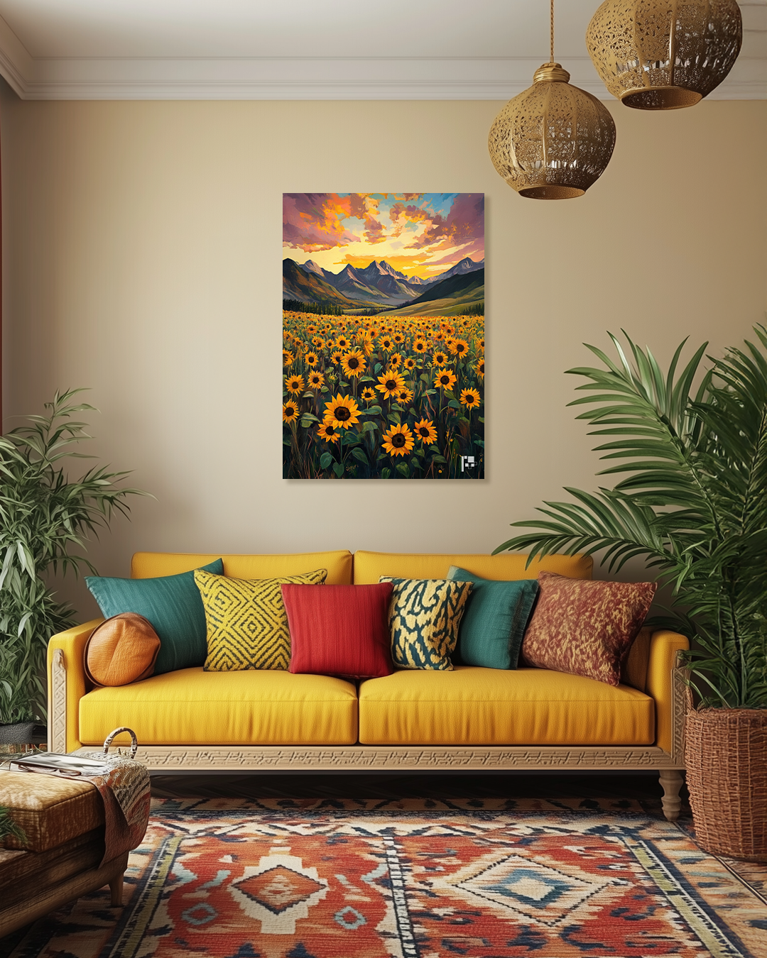 Sunflower Scenery - Metal Poster