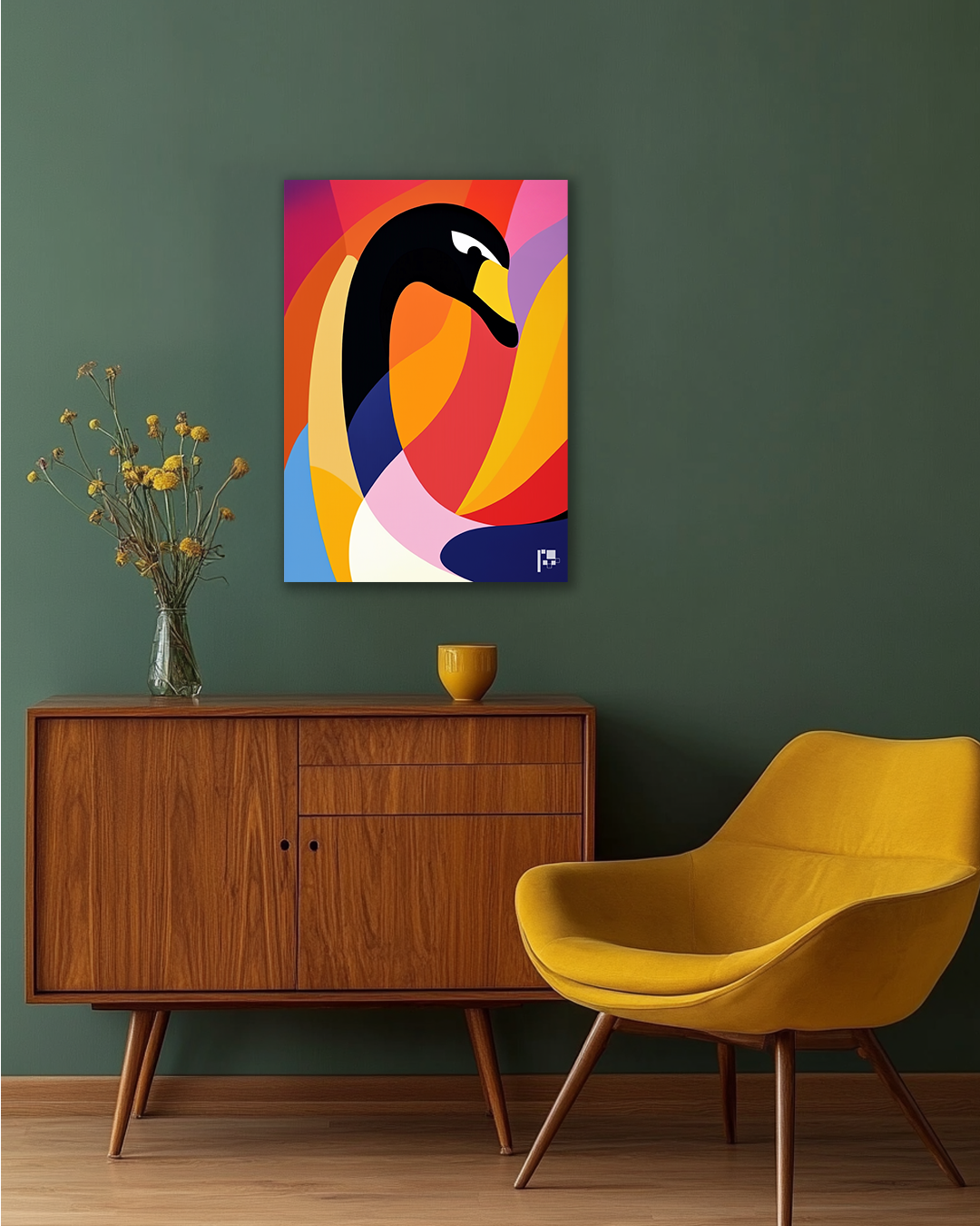 Abstract Swan Art | Modern Serenity | Metal Poster