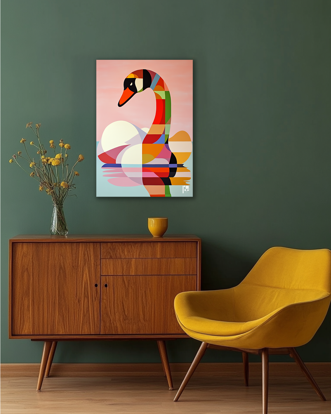 Abstract Swan Art | Modern Serenity | Metal Poster