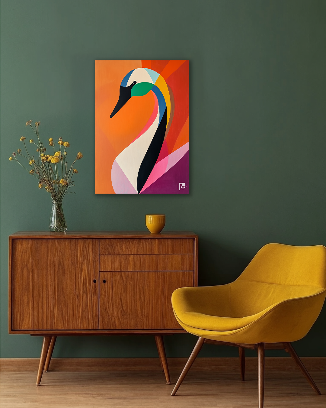 Abstract Swan Art | Modern Serenity | Metal Poster